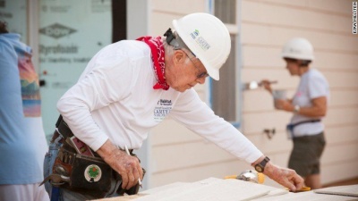 Which president, after leaving the White House, worked to build homes for the homeless?